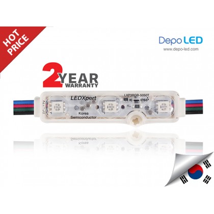 LED Module RGB LEDXpert Korea 3 mata | 12V IP68 Waterproof + Lensa