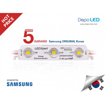 LED Modul SAMSUNG Korea LEDXpert 3 mata SMD 2835 Transparent WARM WHITE | 12V IP68 Waterproof