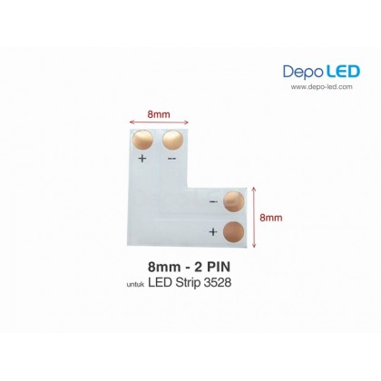 3528 LED Strip Connector PCB Bentuk L | 8mm 2 PIN