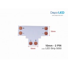 5050 LED Strip Connector PCB T Cabang Tiga | 10mm 2 PIN