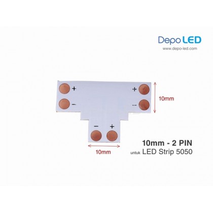5050 LED Strip Connector PCB Bentuk T | 10mm 2 PIN