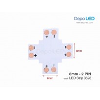 3528 LED Strip Connector PCB Cabang Empat | 8mm 2 PIN