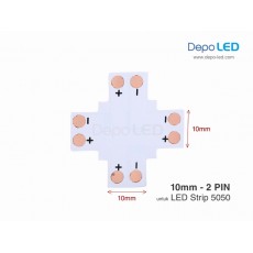 5050 LED Strip Connector PCB Cabang Empat | 10mm 2 PIN