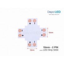 5050 LED Strip Connector PCB Cabang Empat | 10mm 2 PIN