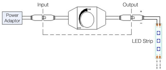 Cara pemasangan LED dimmer dengan output socket DC